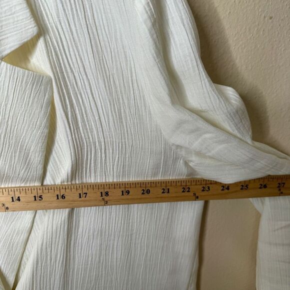 Zara Blazer Women's Large White Wrinkle Look Ecru Double Breasted Oversized - Picture 12 of 13